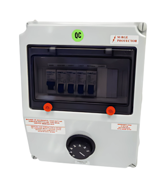 quality 2 pump spa db box original front view with circuit breakers and control dial